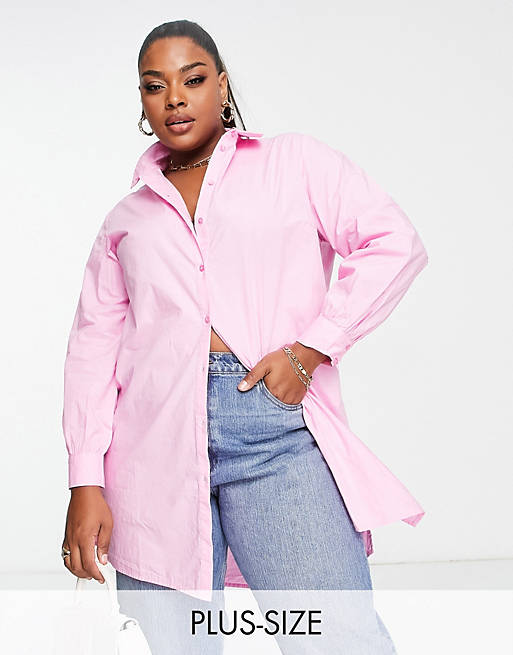 Vero Moda Curve - Oversized overhemd in roze