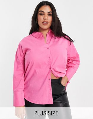 Vero Moda Curve Oversized Shirt In Pink