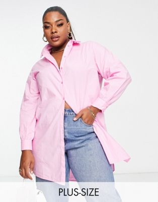 Vero Moda Curve oversized shirt in pink