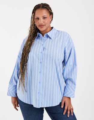 Vero Moda Curve Oversized Shirt In Blue