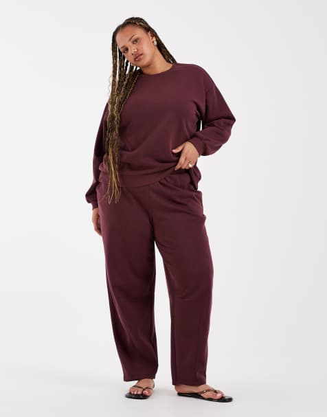 Vero Moda Curve oversized slouchy co-ord in burgundy - BURGUNDY - view 1
