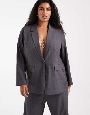 Vero Moda Curve Oversized Tailored Blazer Co-ord In Grey