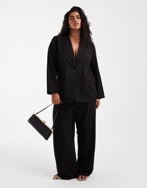 Vero Moda Curve oversized tailored set in black - view 1
