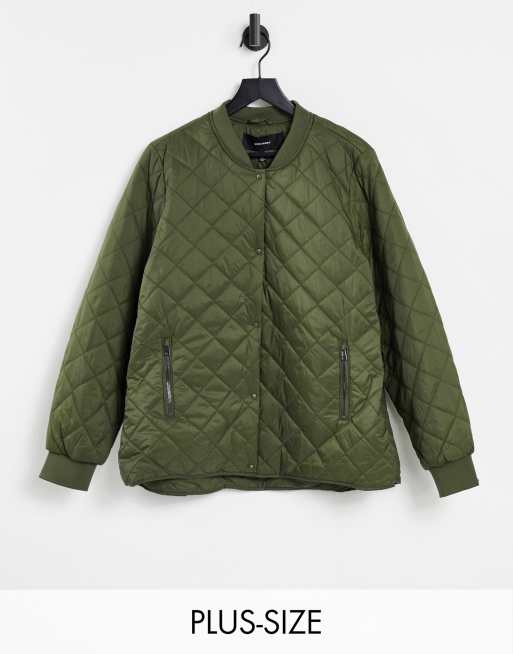 Vero Moda Curve padded bomber jacket in green