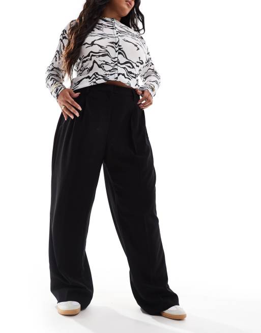 Vero Moda Curve - Pantalon dad plissé devant en crêpe de jersey - Noir, 5 de 5