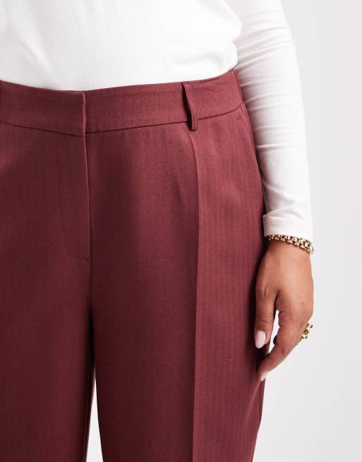 Vero Moda Curve - Pantalon d'ensemble élégant ample à chevrons - Bordeaux, 5 de 5