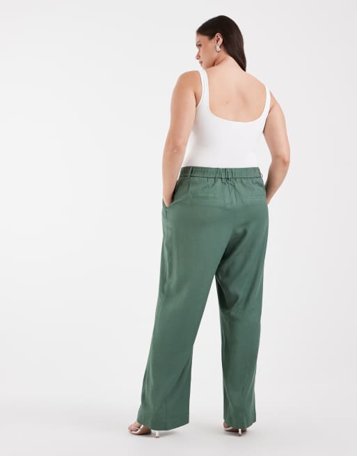 Vero Moda Curve - Pantalon d'ensemble large et ajusté - Vert laurier, 4 de 5