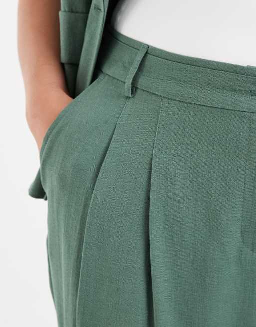 Vero Moda Curve - Pantalon d'ensemble large et ajusté - Vert laurier, 5 de 5