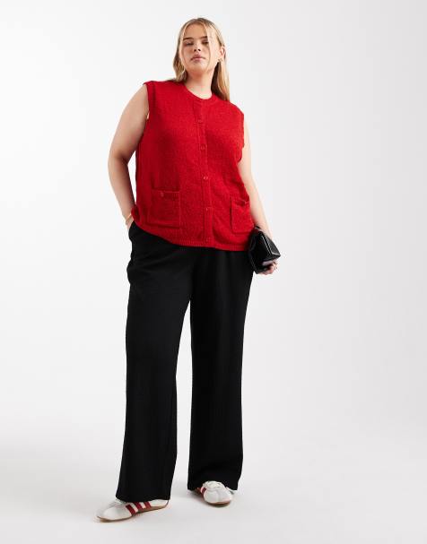 Vero Moda Curve - Pantalon en jersey texturé à enfiler - Noir - view 1