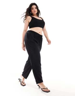 Pantalon fuselé en lin mélangé - Noir 52