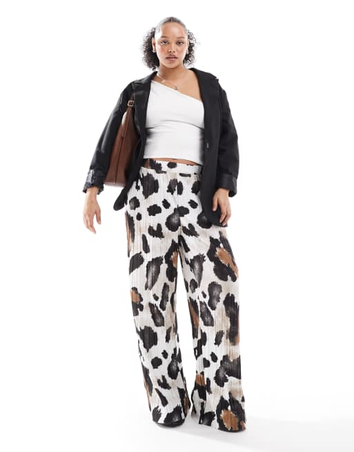 Vero Moda Curve - Pantalon plissé ample à imprimé vache abstrait, 2 de 5