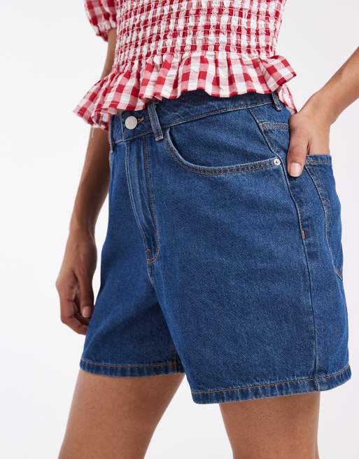 Vero Moda Curve - Pantaloncini ampi a vita alta in denim lavaggio blu medio, 3 di 5