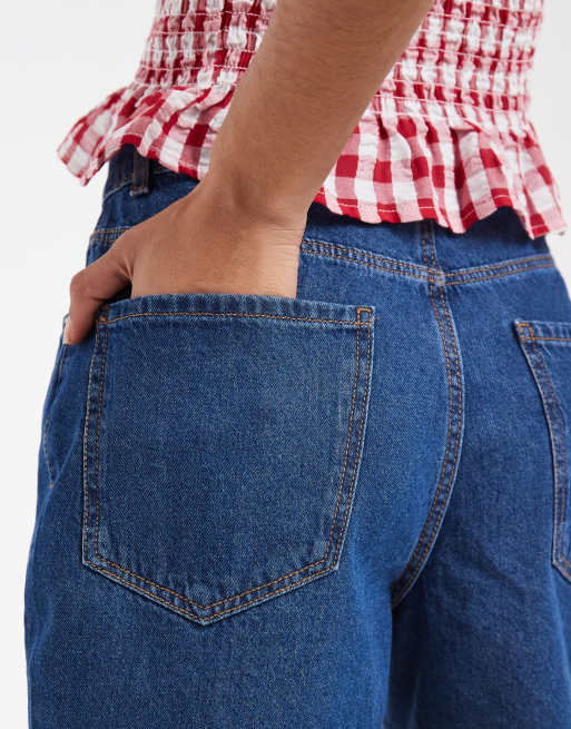 Vero Moda Curve - Pantaloncini ampi a vita alta in denim lavaggio blu medio, 5 di 5