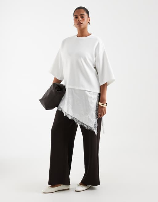 Vero Moda Curve - pantalones holgados de poner en color marrón chocolate, 1 de 5