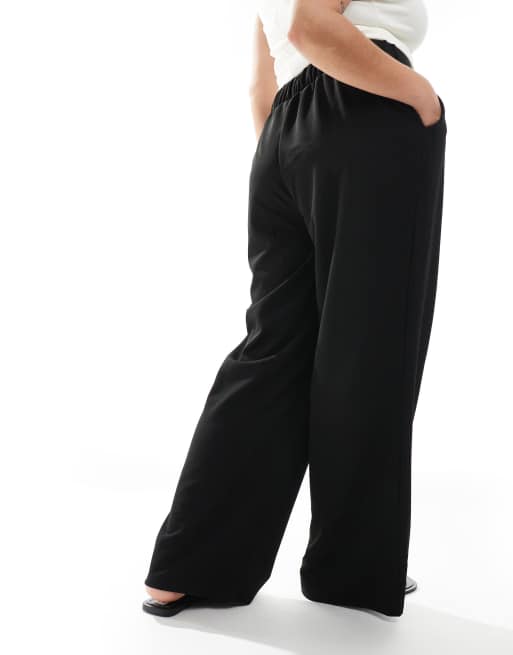 Vero Moda Curve - Pantaloni a fondo ampio in jersey crêpe neri, 3 di 5