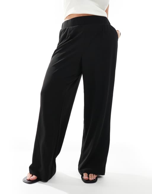 Vero Moda Curve - Pantaloni a fondo ampio in jersey crêpe neri, 5 di 5