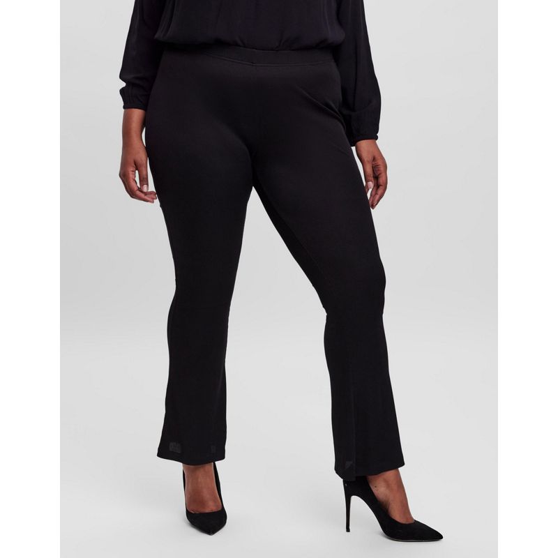 KMonZ Donna Vero Moda Curve - Pantaloni a zampa neri con zip sulla caviglia davanti