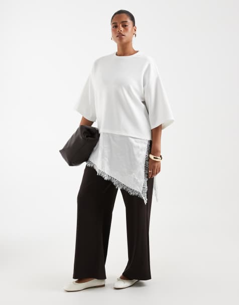 Vero Moda Curve pantaloni ampi marrone cioccolato - view 1