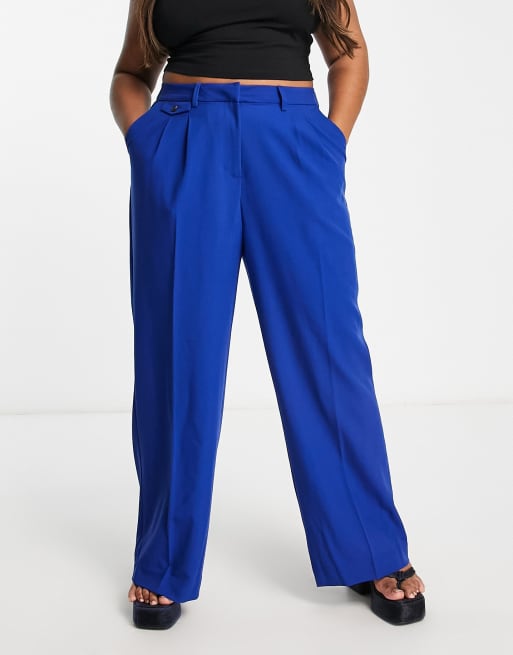 Vero Moda Curve - Pantaloni da abito sartoriali a fondo ampio blu cobalto, 4 di 4