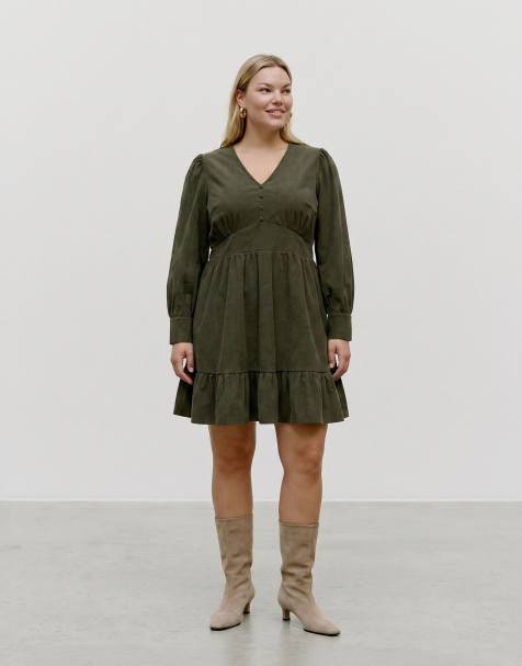 Vero Moda Curve Peplum dress in forest night - view 1