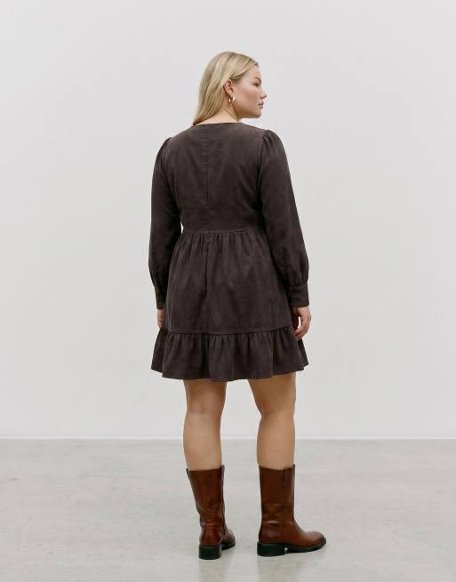 Vero Moda Curve Peplum-kjole i chocolate torte, 2 af 5