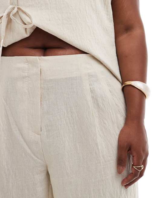 Vero Moda Curve pleat front wide leg pants in cream - part of a set, 3 of 5