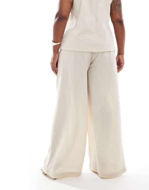 Vero Moda Curve pleat front wide leg pants in cream - part of a set, 4 of 5