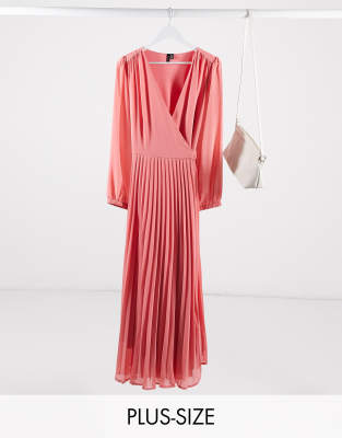 pleated wrap maxi dress