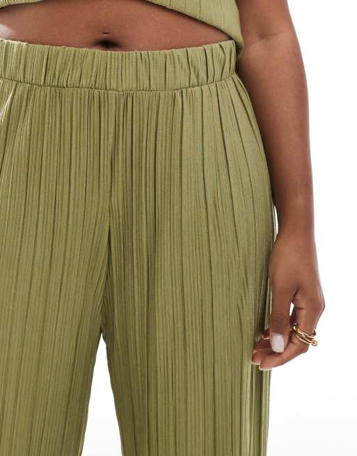 Vero Moda Curve plisse pants in khaki green - part of a set, 5 of 5