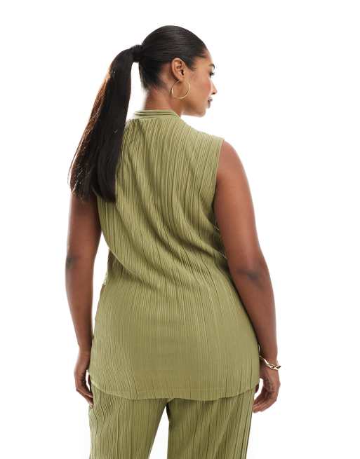 Vero Moda Curve plisse sleeveless top in pistachio - part of a set, 2 of 4