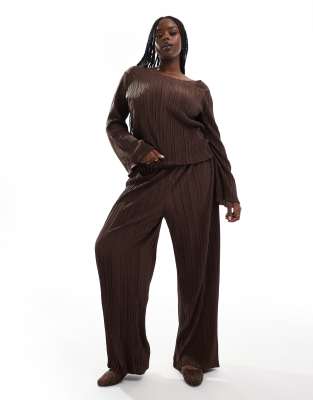 Vero Moda Curve - Plissee-Hose in Schokobraun mit weitem Schnitt, Kombiteil
