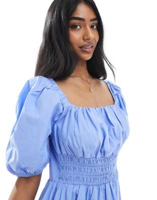 Vero Moda Curve Puff Sleeve Milkmaid Style Midi Dress