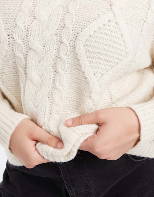 Vero Moda Curve pull en grosse maille torsadée couleur crème, 3 de 4