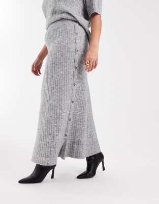 Vero Moda Curve Rib Knit Midi Skirt In Gray