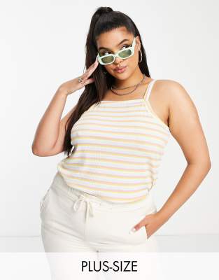 Vero Moda Curve Vero Moda Curve ribbed jersey vest in multi pastel stripe