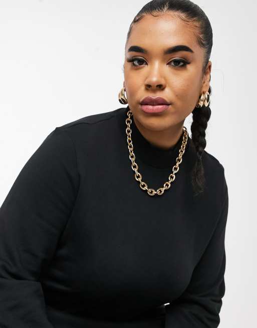 Vero Moda Curve - Robe babydoll molletonnée à encolure haute - Noir, 3 de 4