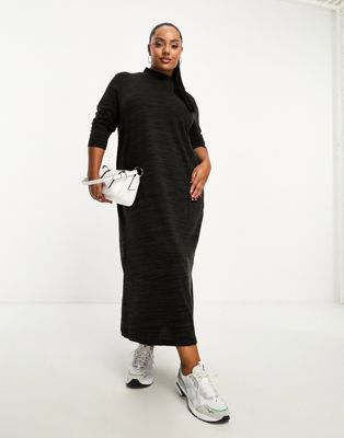 Vero Moda Curve Roll Neck Knitted Maxi Dress In Black