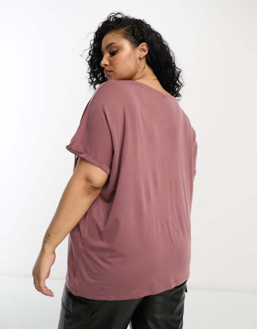 Vero Moda Curve – Rosa t-shirt med v-ringning, 2 av 4