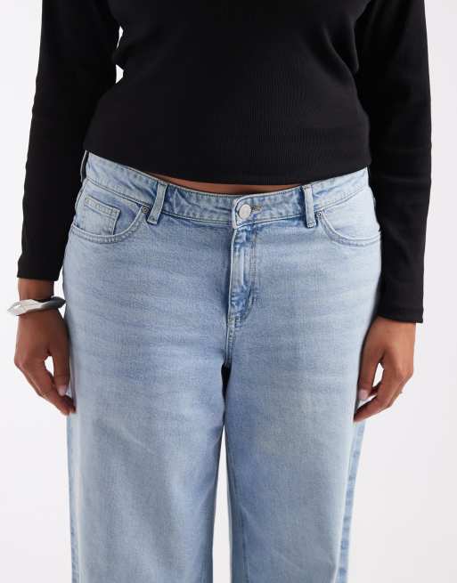 Vero Moda Curve Sandie jean stretch coupe large taille mi-haute en denim bleu clair, 5 de 5