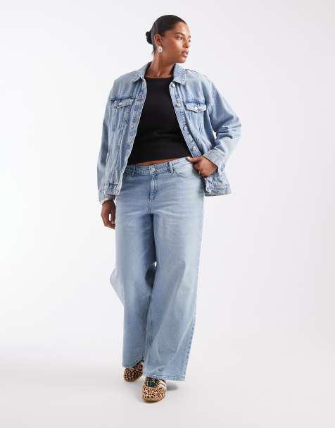 Vero Moda Curve Sandie Mid-Rise Wide-Leg Stretch-Jeans in hellblauem Denim - view 1
