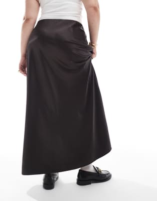 Vero Moda Curve Satin Bias Midi Skirt In White