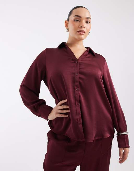 Vero Moda Curve – Set aus Satin in Burgunderrot, 3 von 3