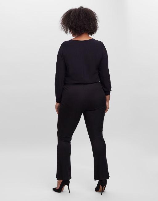 Vero Moda Curve – Schlaghose in Schwarz mit Reißverschluss am Knöchel vorne, 4 von 4