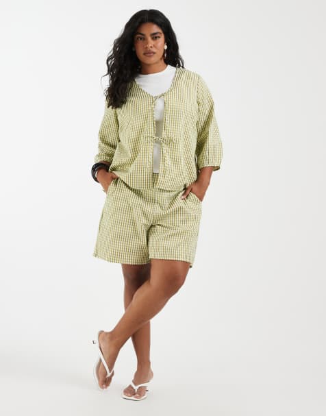 Vero Moda Curve set in green gingham print - view 1