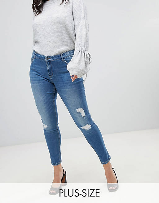 Vero Moda Curve Shape Up Distressed Skinny Jean