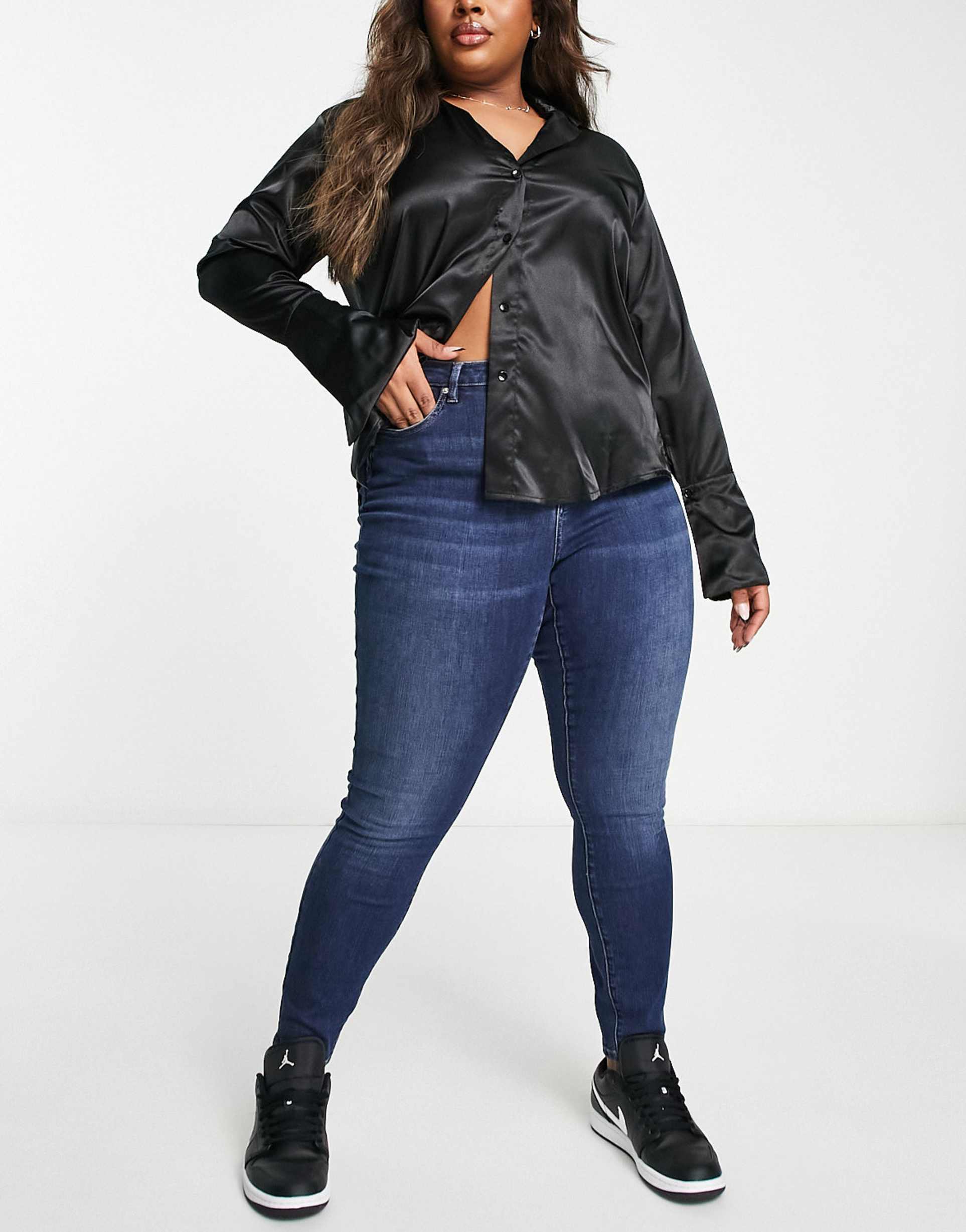 vero moda curve skinny jean in dark blue