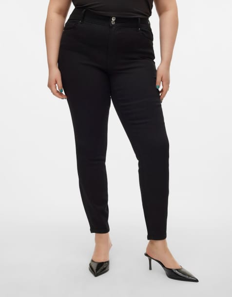 Vero Moda Curve – Skinny-Jeans in Schwarz - view 1