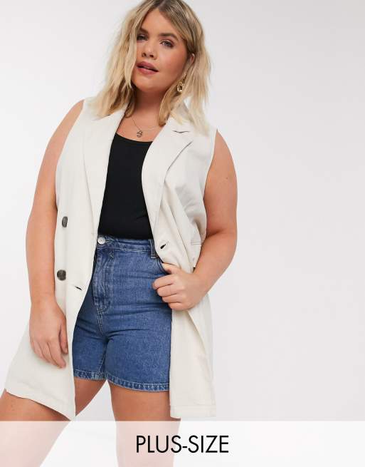 Vero Moda Curve sleeveless blazer in cream