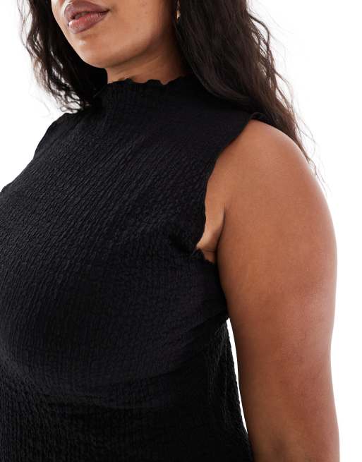 Vero Moda Curve sleeveless textured maxi dress in black, 4 of 4