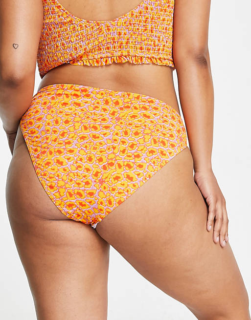 Asos Donna Abbigliamento Intimo Mutande Mutande a vita alta Slip bikini a vita alta con stampa arancione e lilla 